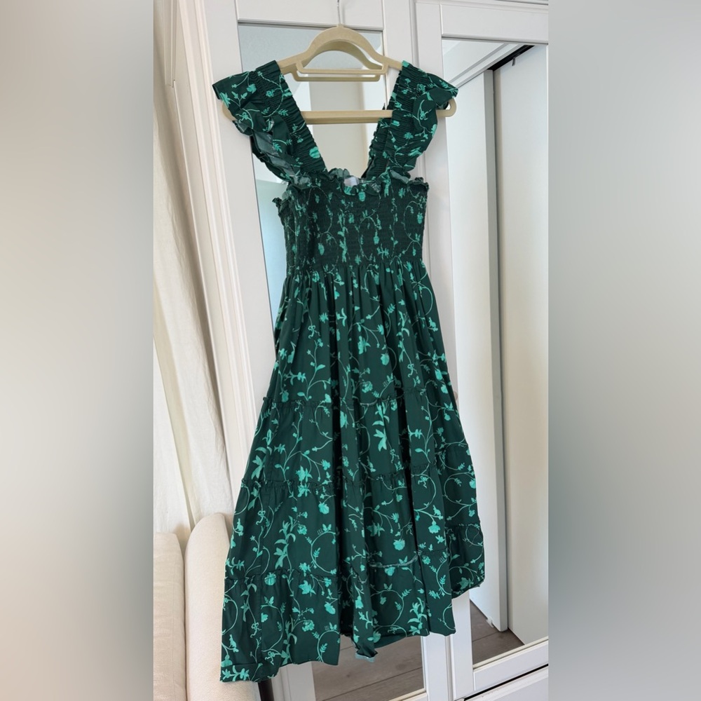 Hill House Nap Dress - XS Green Pattern